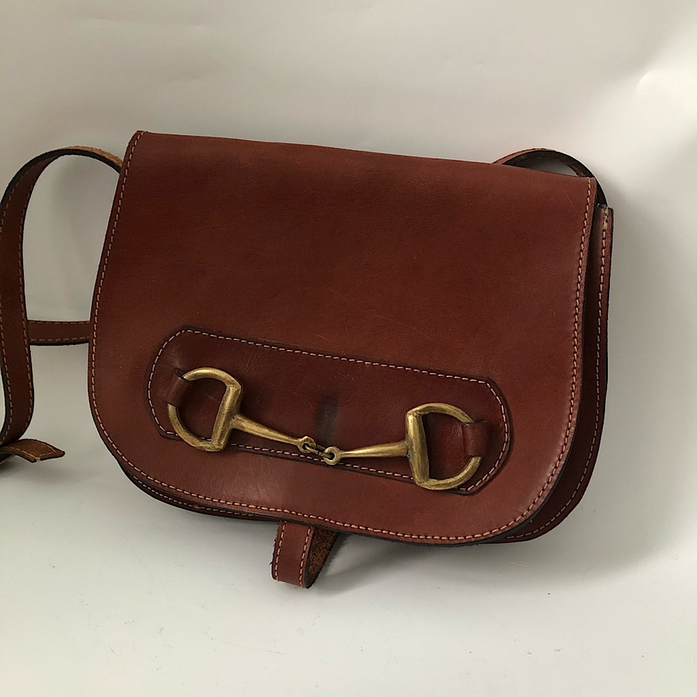 Vintage leather crossbody bag purse boho